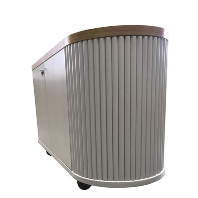 Loungeserie Elversberg Sitzbank mit integrierten Tischen und Theke abschlie�bar und mit Rollen