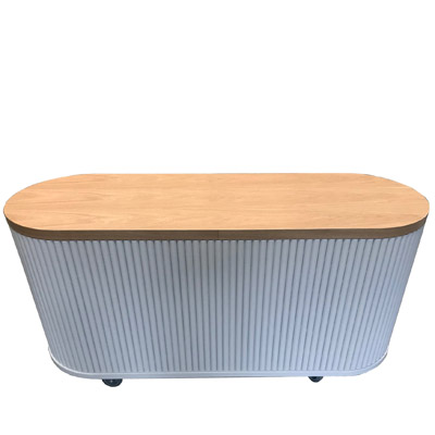 Loungeserie Elversberg Sitzbank mit integrierten Tischen und Theke abschlie�bar und mit Rollen